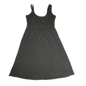 Green Cotton Black Dress Womans Medium Sun A-Line